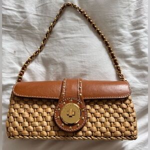 Michael Kors Brown Woven Wicked Leather Shoulder Bag